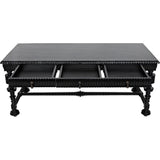 Portuguese Black Dining Table Carved Wood - LOOMLAN - Noir - Dining Tables