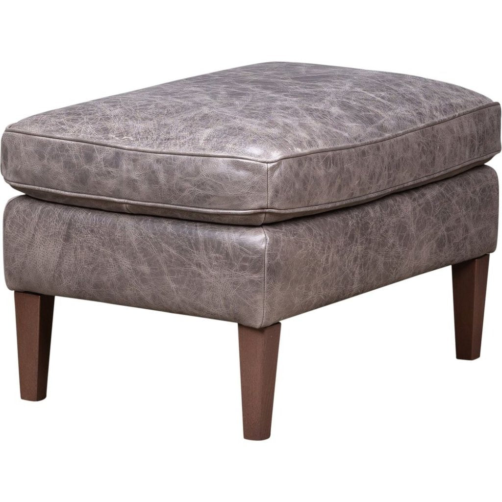 Positano Leather In Venerando Smoke Ottoman - LOOMLAN - Olivia + Quinn - Ottomans