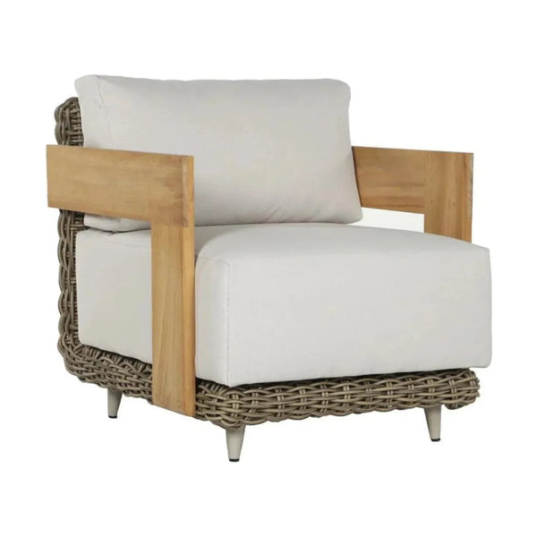 Potenza Armchair Palazzo Cream Stain Resistant Teak - LOOMLAN - SUNPAN - Outdoor Lounge Chairs