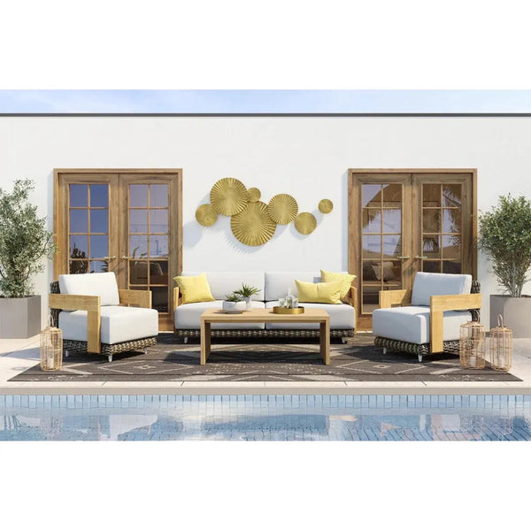 Potenza Armchair Palazzo Cream Stain Resistant Teak - LOOMLAN - SUNPAN - Outdoor Lounge Chairs
