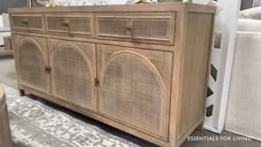 Cane Media Sideboard Smoke Gray Oak Wood and Cane