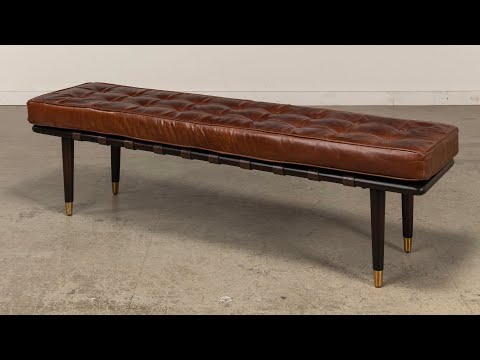 64 Inch Leather Upholstered Bedroom Bench | LOOMLAN