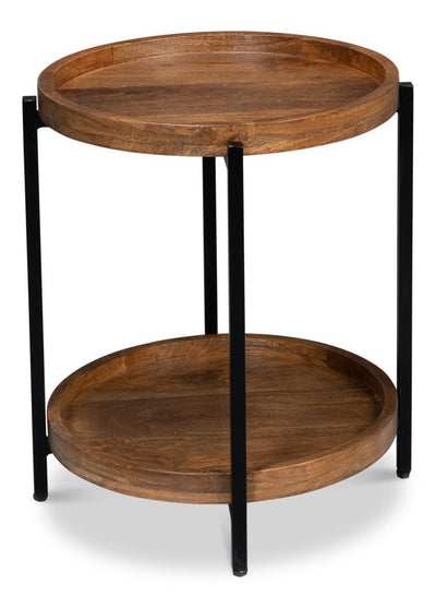 Profile Wood Top Round End Table - LOOMLAN - Sarreid - Side Tables