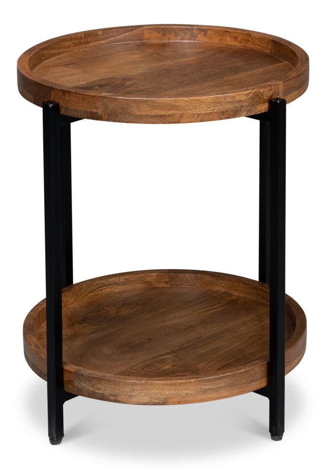 Profile Wood Top Round End Table - LOOMLAN - Sarreid - Side Tables