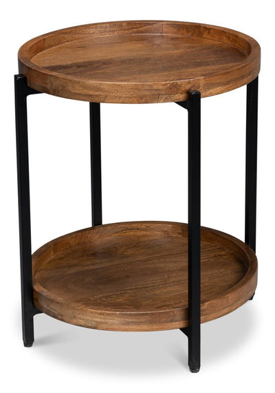 Profile Wood Top Round End Table - LOOMLAN - Sarreid - Side Tables