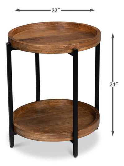 Profile Wood Top Round End Table - LOOMLAN - Sarreid - Side Tables