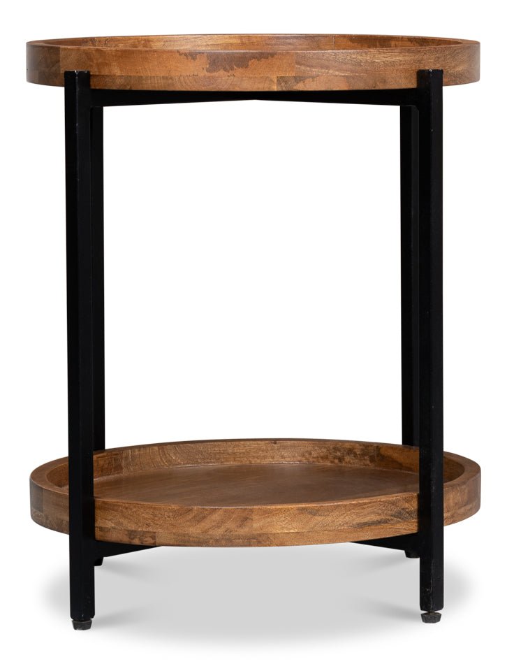 Profile Wood Top Round End Table - LOOMLAN - Sarreid - Side Tables