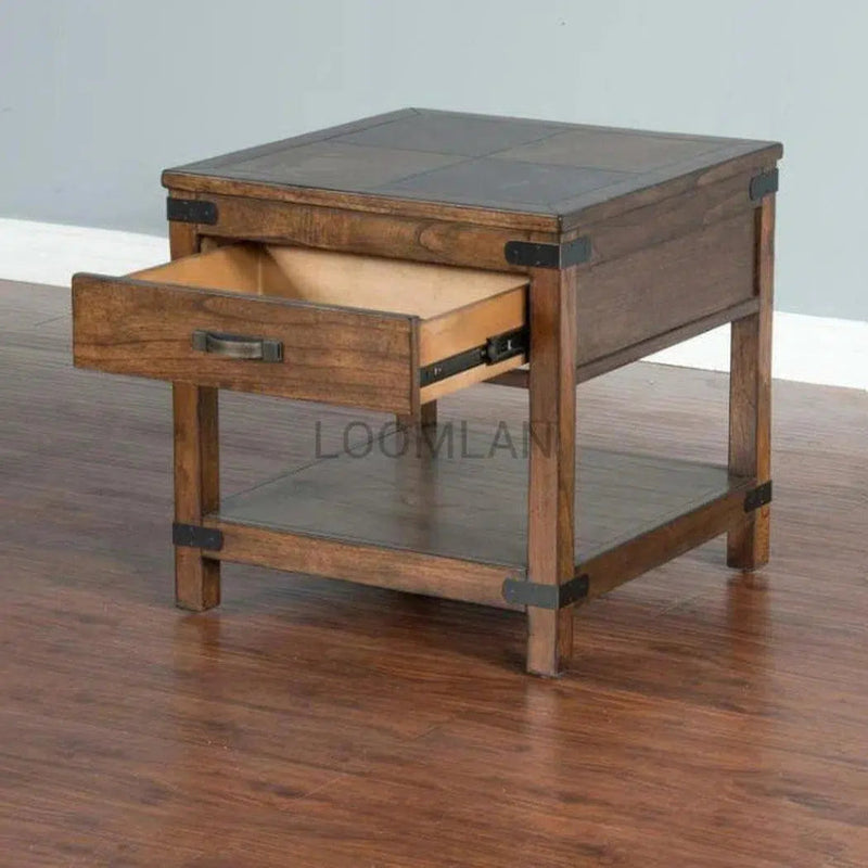 Purposefully Wood End Table 1 Drawer - LOOMLAN - Sunny D - Side Tables