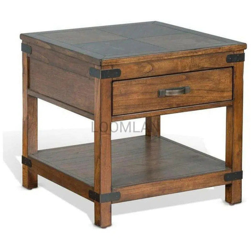 Purposefully Wood End Table 1 Drawer - LOOMLAN - Sunny D - Side Tables