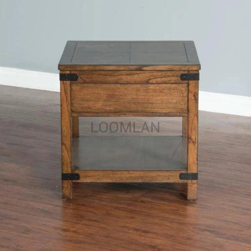 Purposefully Wood End Table 1 Drawer - LOOMLAN - Sunny D - Side Tables