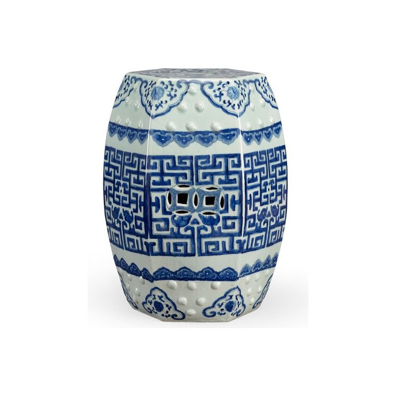 Qing Blue Glazed Porcelain Outdoor Garden Stool - LOOMLAN - Chelsea House - Poufs and Stools