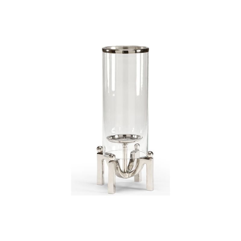 Quad Post Hurricane Modern Silver Design Candleholder - LOOMLAN - Wildwood - Candle Holders