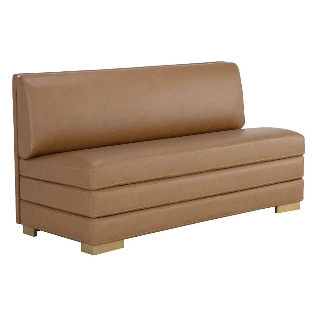 Radcliff Banquette Cognac Faux Leather Bench - LOOMLAN - SUNPAN - Sofas & Loveseats