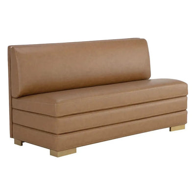 Radcliff Banquette Cognac Faux Leather Bench - LOOMLAN - SUNPAN - Sofas & Loveseats