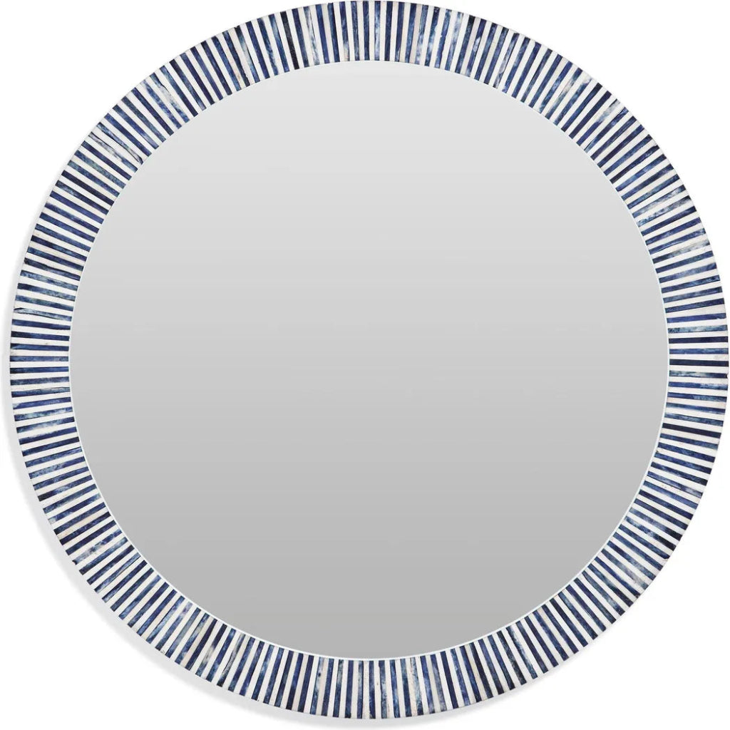 Radial Bone and Resin Blue Wall Mirror - LOOMLAN - Wall Mirrors