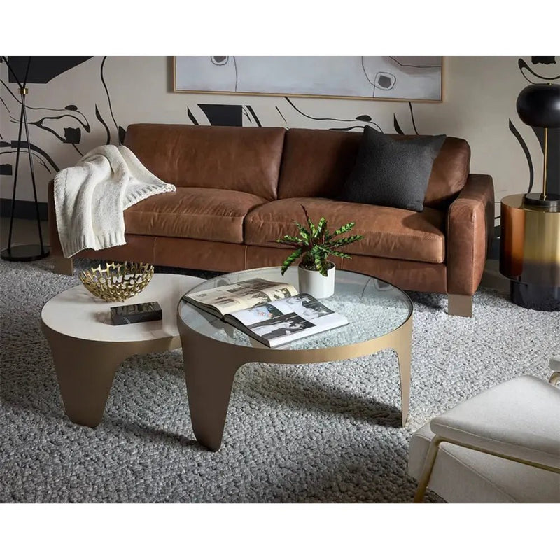 Rafael Leather Brown Sofa - LOOMLAN - SUNPAN - Sofas & Loveseats