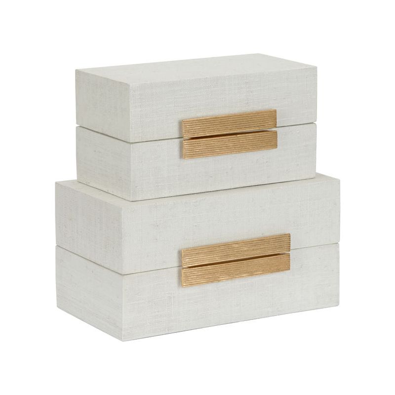 Raffia Made White Box (Set of 2) - LOOMLAN - Chelsea House - Boxes & Bowls