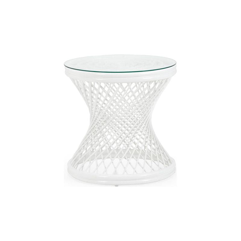 Rattan Made White Side Table - LOOMLAN - Chelsea House - Side Tables