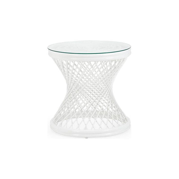 Rattan Made White Side Table - LOOMLAN - Chelsea House - Side Tables
