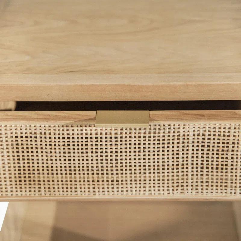 Rattan One Drawer Side Table - Wood Tone - LOOMLAN - LH Imports - Side Tables