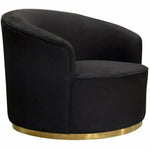 Raven Black Velvet Barrel Chair Gold Trim - LOOMLAN - Diamond Sofa - Club Chairs