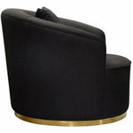 Raven Black Velvet Barrel Chair Gold Trim - LOOMLAN - Diamond Sofa - Club Chairs