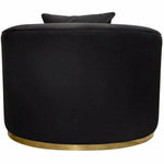 Raven Black Velvet Barrel Chair Gold Trim - LOOMLAN - Diamond Sofa - Club Chairs