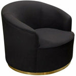 Raven Black Velvet Barrel Chair Gold Trim - LOOMLAN - Diamond Sofa - Club Chairs