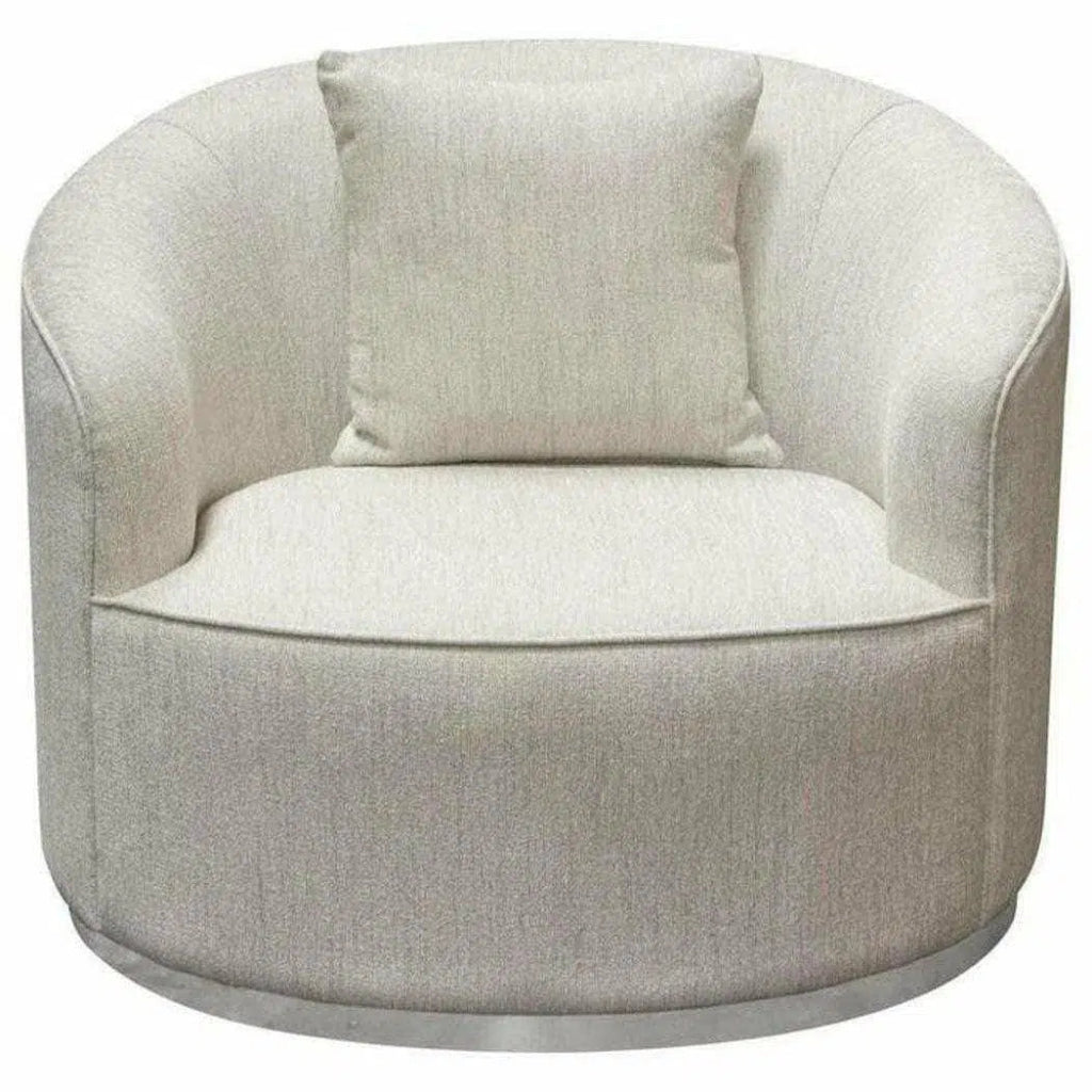 Raven Ivory Cream Barrel Chair Silver - LOOMLAN - Diamond Sofa - Club Chairs