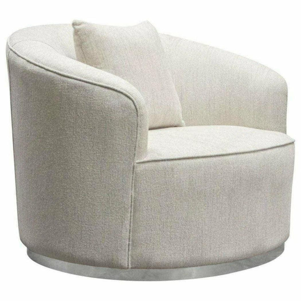 Raven Ivory Cream Barrel Chair Silver - LOOMLAN - Diamond Sofa - Club Chairs