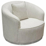 Raven Ivory Cream Barrel Chair Silver - LOOMLAN - Diamond Sofa - Club Chairs