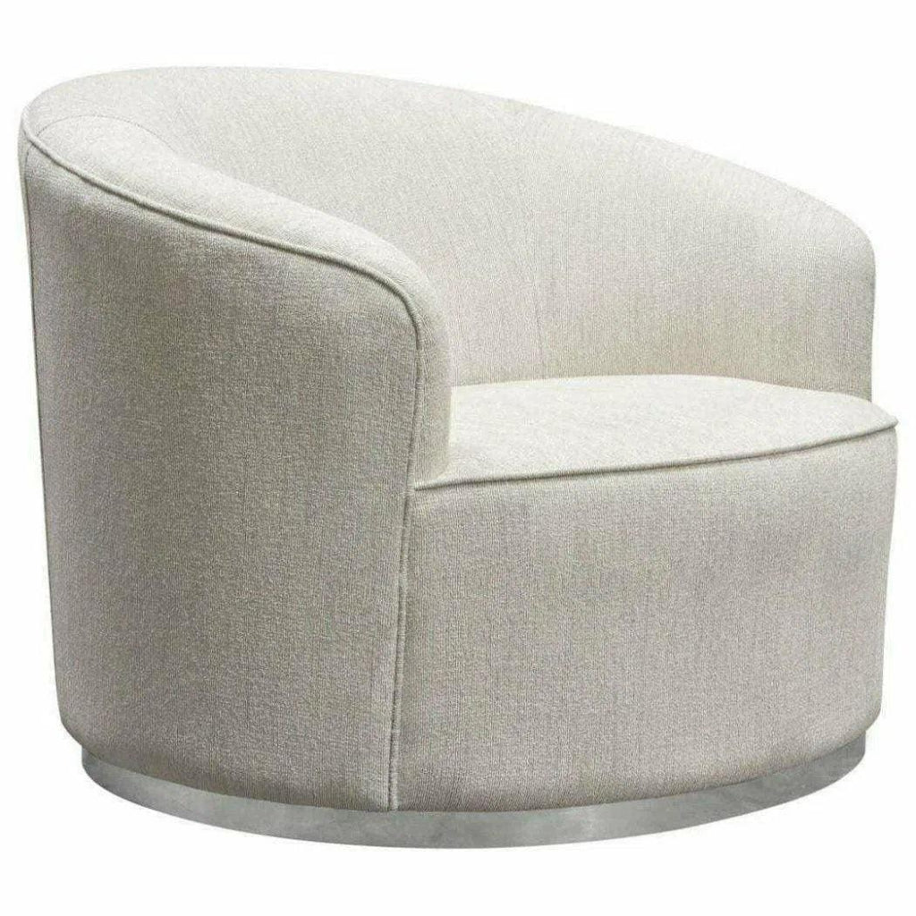 Raven Ivory Cream Barrel Chair Silver - LOOMLAN - Diamond Sofa - Club Chairs