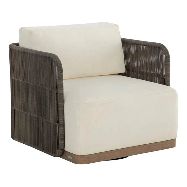 Ravenna Swivel Armchair Stinson Cream Outdoor Chair - LOOMLAN - SUNPAN - Outdoor Lounge Chairs