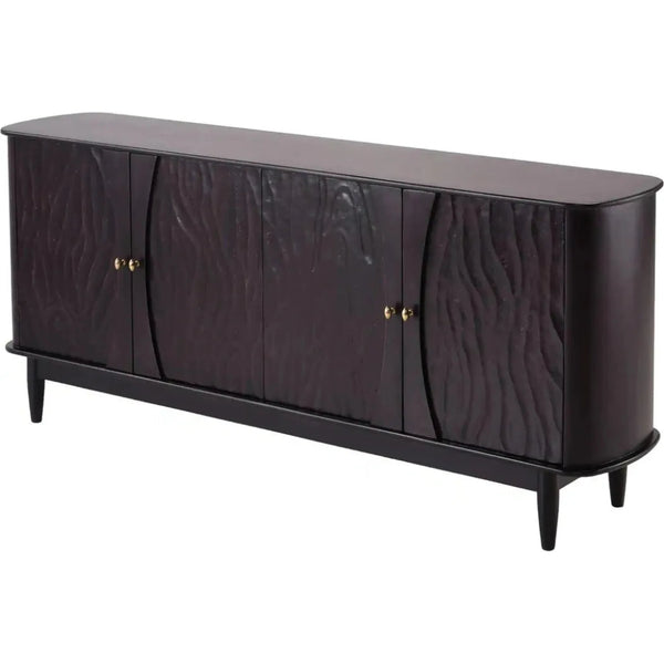Ravina Sleek Black Wood 4 Door Sideboard - LOOMLAN - LOOMLAN - Sideboards