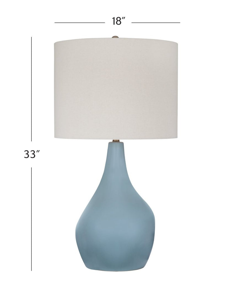 Rawlins Blue Ceramic Teardrop Table Lamp - LOOMLAN - Bassett Mirror - Table Lamps