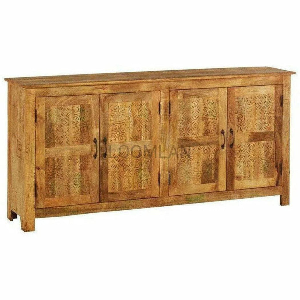 Reclaimed Wood 4 Door Print Block Sideboard - LOOMLAN - LOOMLAN - Sideboards