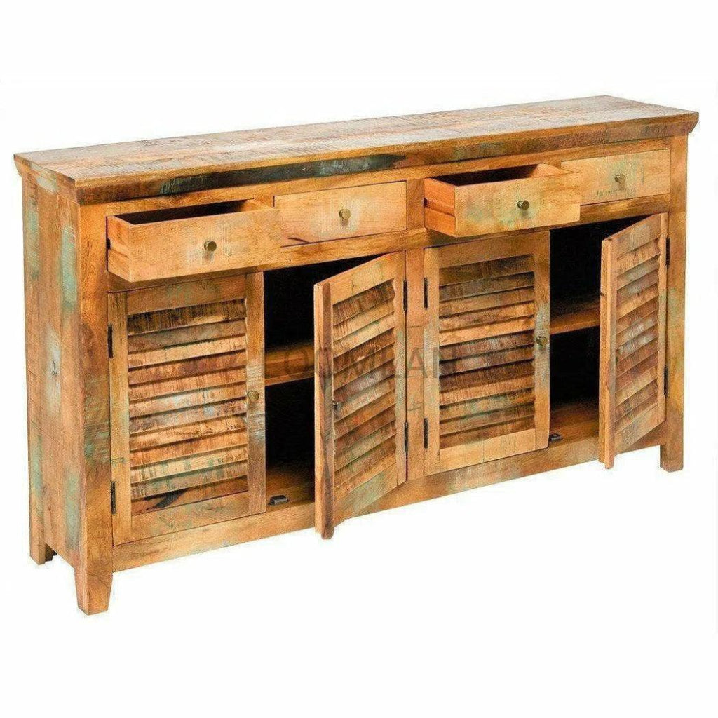 Reclaimed Wood Shutter 4 Drawers Cabinet - LOOMLAN - LOOMLAN - Sideboards