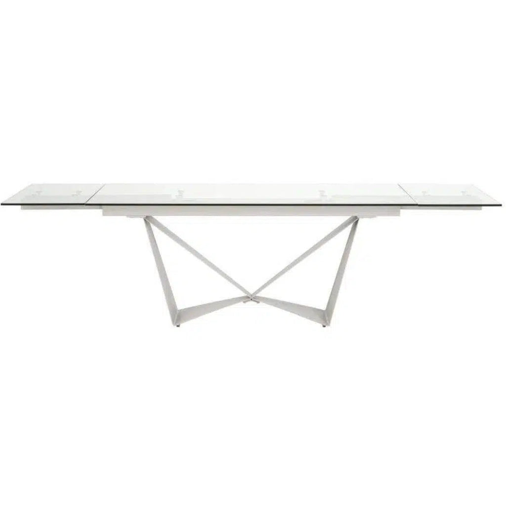 Rectangle Glass Top Extendable Dining Table - LOOMLAN - Essentials For Living - Dining Tables