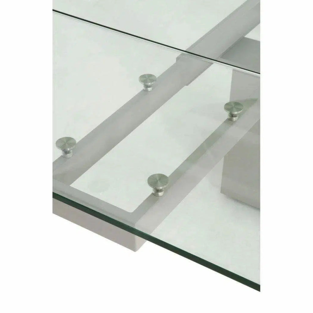 Rectangle Glass Top Extendable Dining Table - LOOMLAN - Essentials For Living - Dining Tables