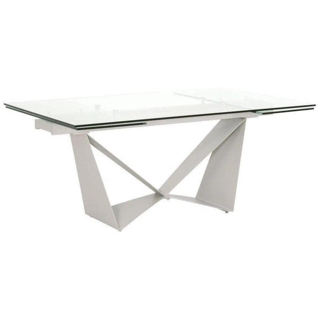 Rectangle Glass Top Extendable Dining Table - LOOMLAN - Essentials For Living - Dining Tables