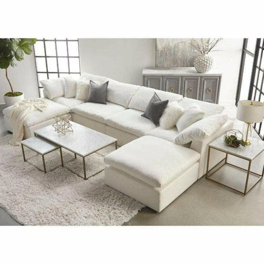 Rectangle White Nesting Marble Brushed Gold - LOOMLAN - Essentials For Living - Coffee Tables