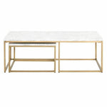 Rectangle White Nesting Marble Brushed Gold - LOOMLAN - Essentials For Living - Coffee Tables