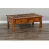 Rectangular Coffee Table Slate 2 Drawers - LOOMLAN - Sunny D - Coffee Tables