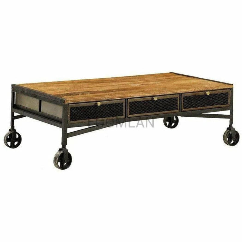 Rectangular Coffee Table With Wheels - LOOMLAN - LOOMLAN - Coffee Tables