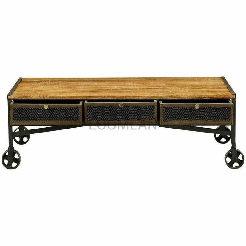 Rectangular Coffee Table With Wheels - LOOMLAN - LOOMLAN - Coffee Tables