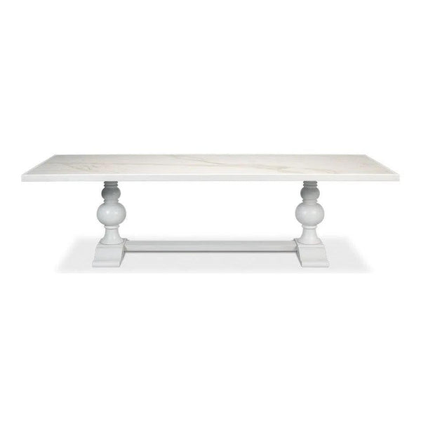 Rectangular Trestle Dining Table Seats 8 Cortina White - LOOMLAN - Sarreid - Dining Tables