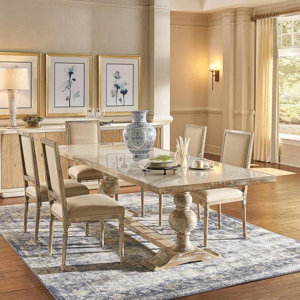 Rectangular Trestle Dining Table Seats 8 Grey - LOOMLAN - Sarreid - Dining Tables