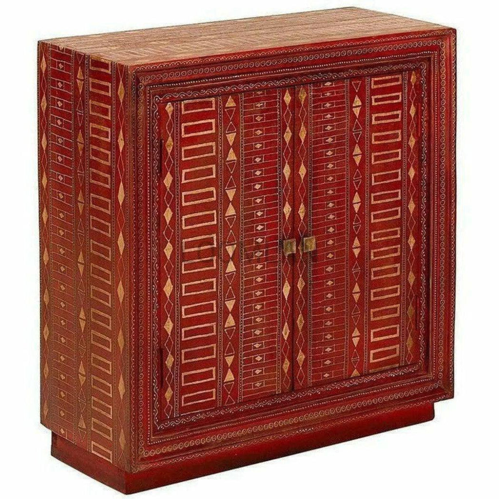 Red & Gold 2 Door Accent Cabinet - LOOMLAN - LOOMLAN - Accent Cabinets