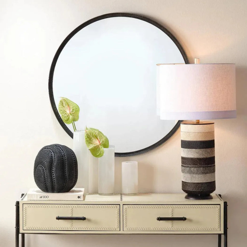 Refined Black Iron Round Wall Mirror Mid Century Decor - LOOMLAN - Jamie Young - Wall Mirrors