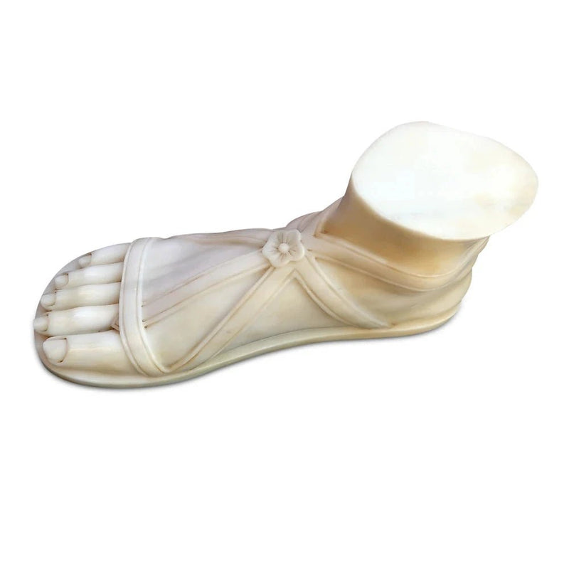 Relic Marble Greek Antique White Foot Sculpture - LOOMLAN - Currey & Co - Statues & Sculptures
